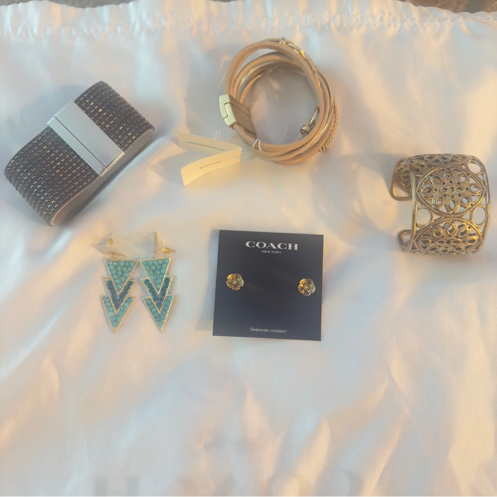 SACHI Gold and Tan Wrap Bracelet